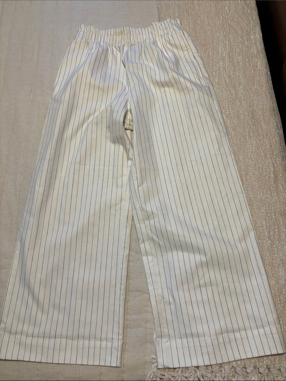 LOFT White Pinstripe Elastic-Waist Chinos